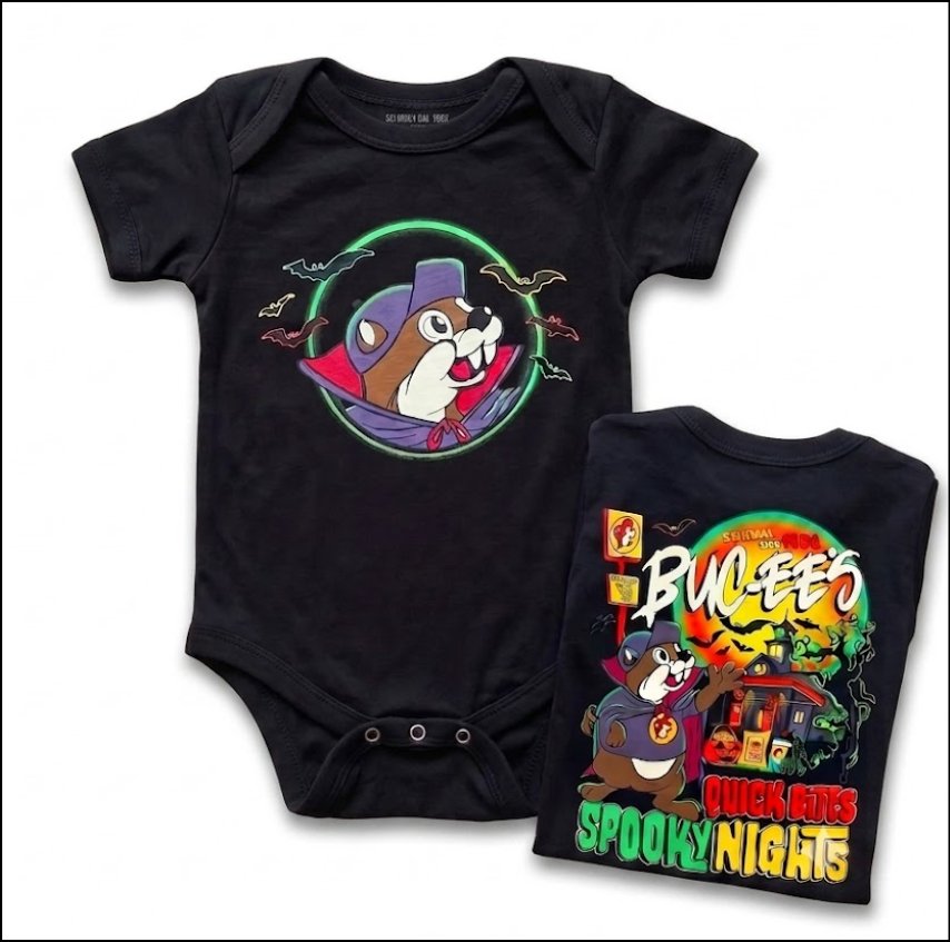 Buc-ee's infant halloween onesie quick bites spooky nights