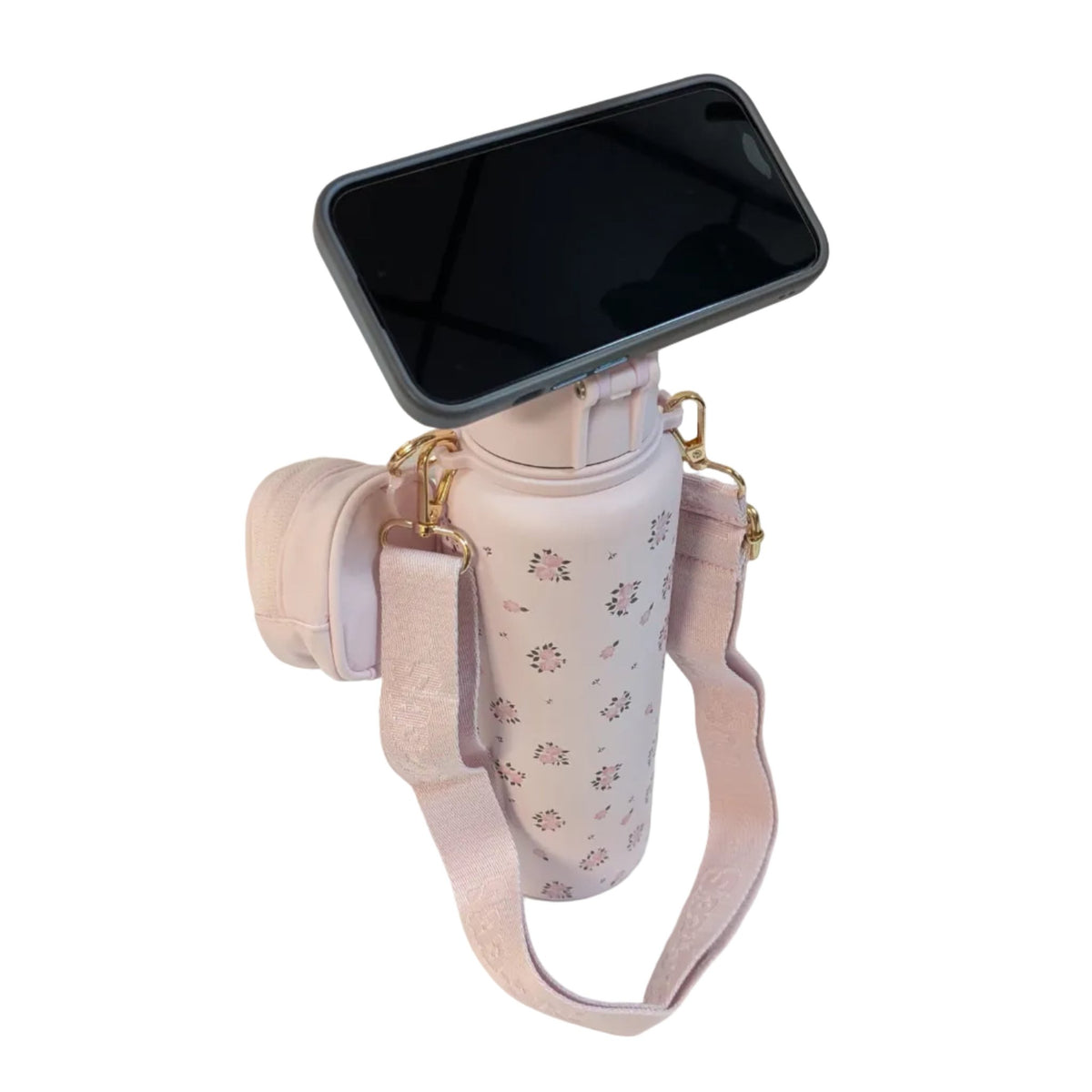 Buc-ee's pink floral hands free tumbler