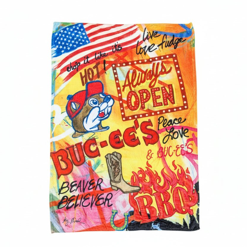 Buc-ee's always open plush blanket