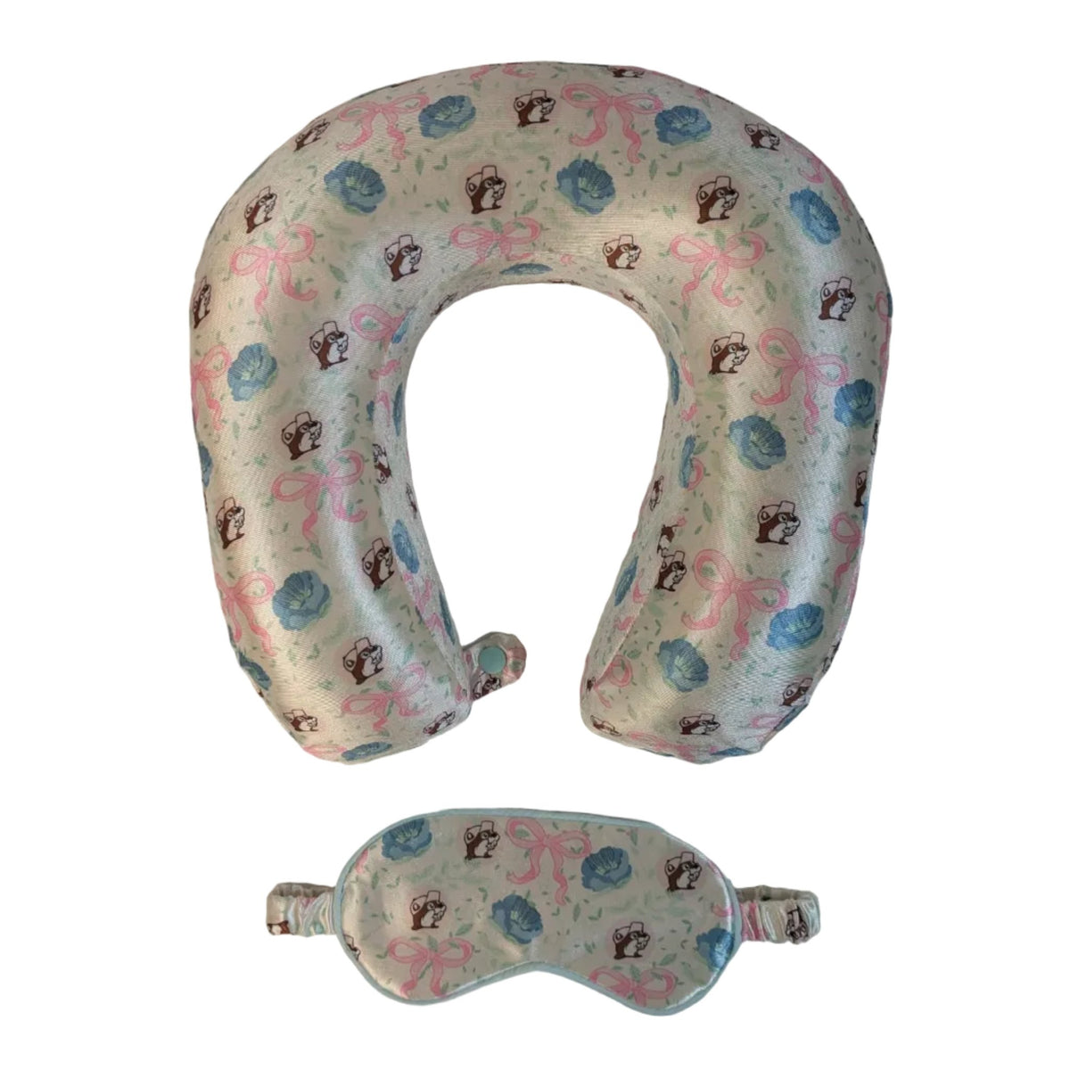 Buc-ee's blossoms and bows neck pillow and eye mask set