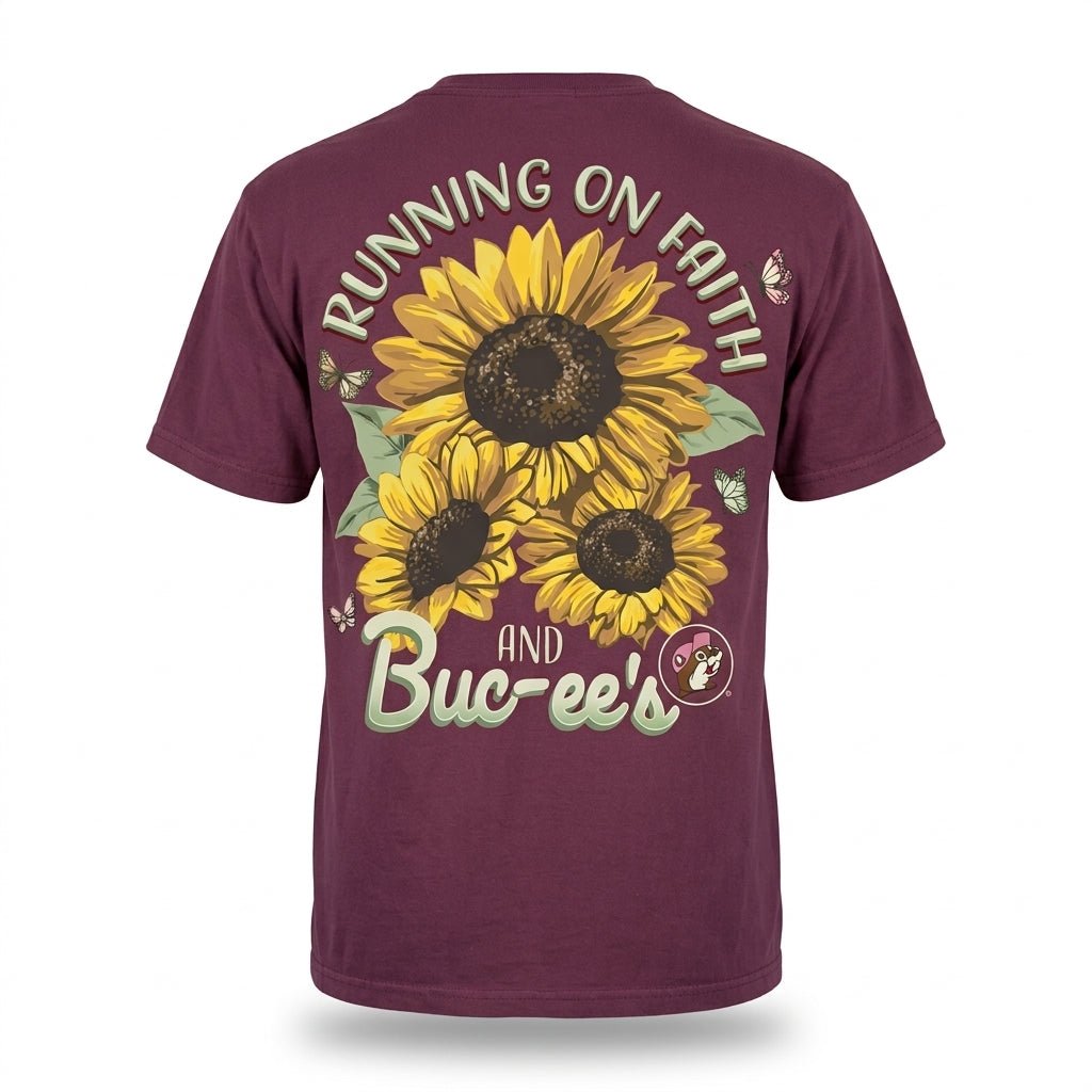 Buc-ee's "Running on Faith and Buc-ee's" Maroon Shirt
