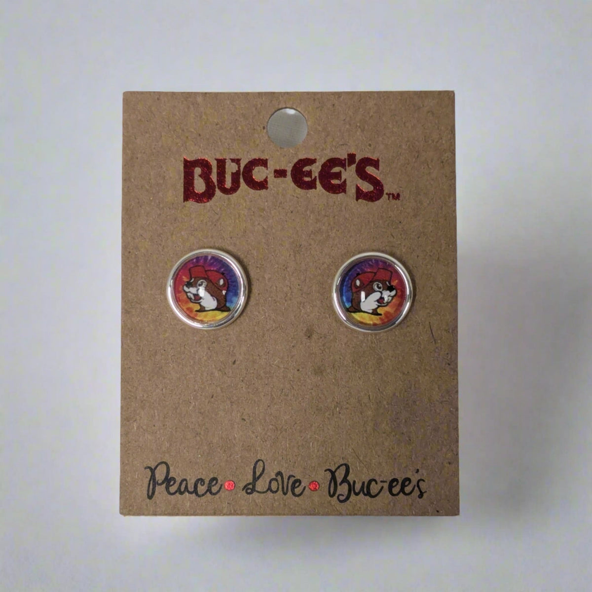 Buc-ee's bubble post tie dye earrings