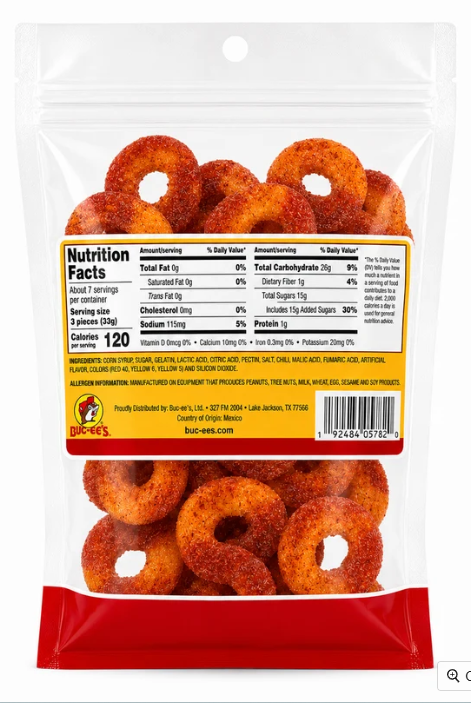 Buc-ee's Chamoy Peach Rings, 8 oz