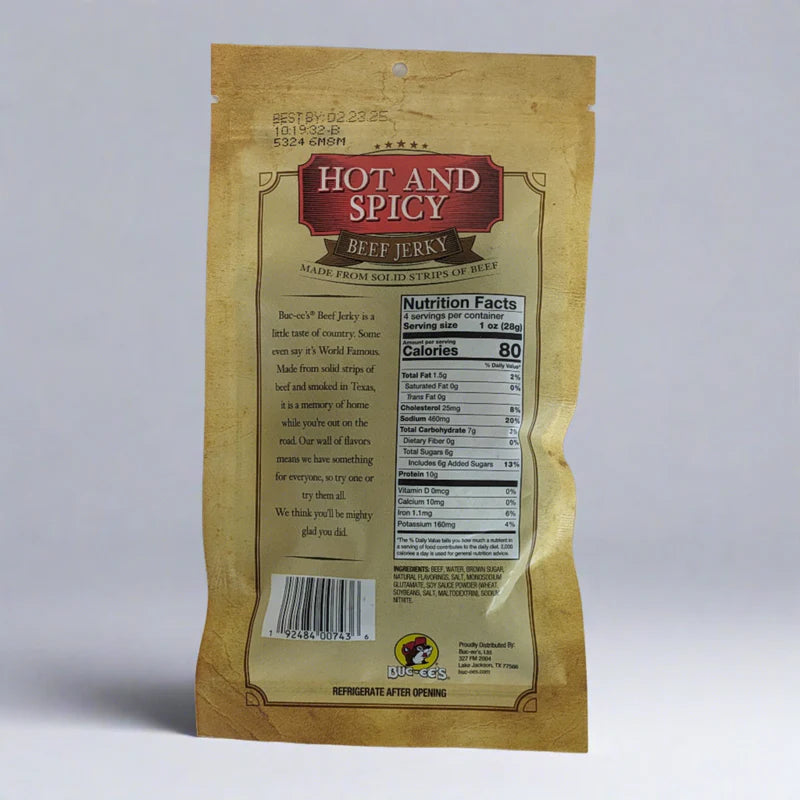 Buc-ee's Hot & Spicy Beef Jerky, 4 oz