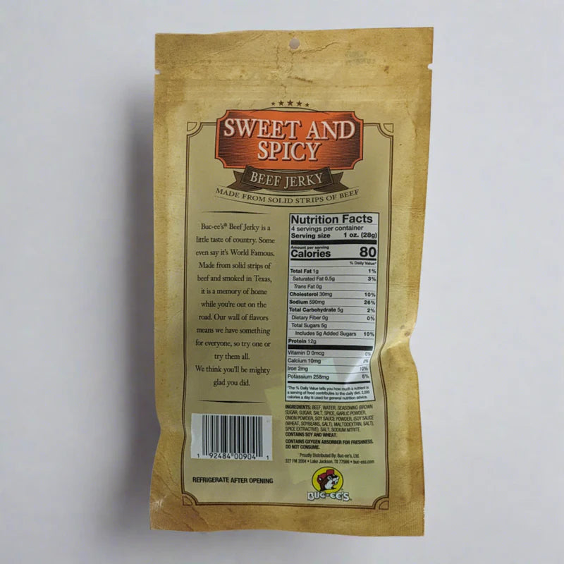 Buc-ee's Sweet & Spicy Beef Jerky, 4 oz