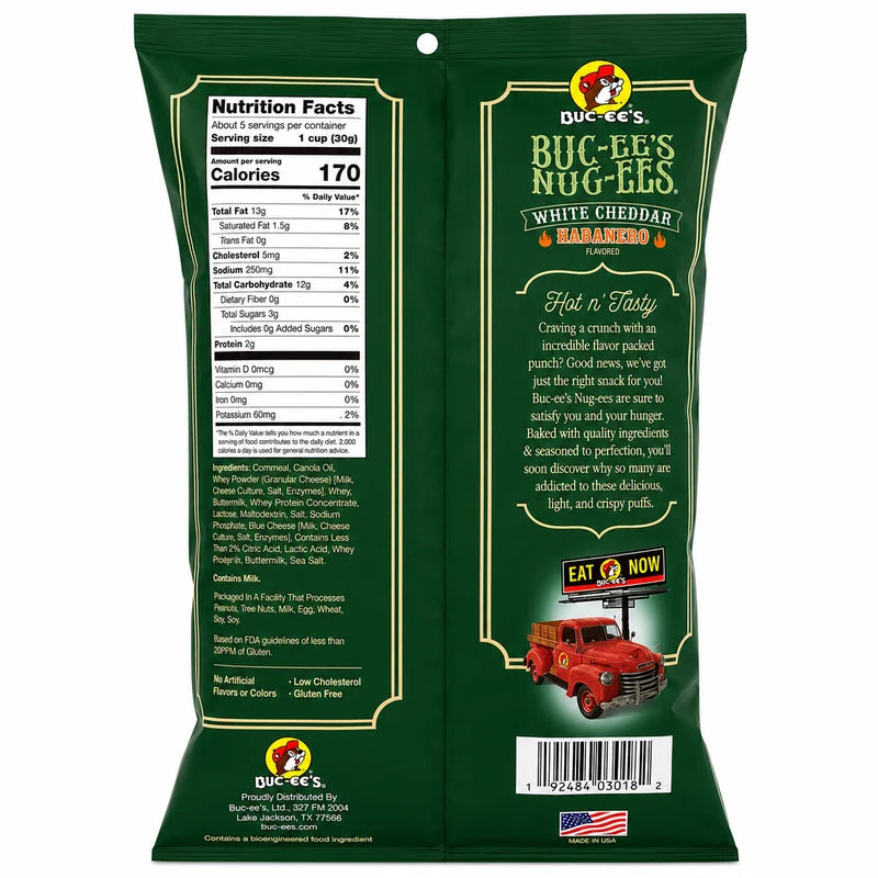 Buc-ee's Nug-ees White Cheddar Habanero, 5 oz
