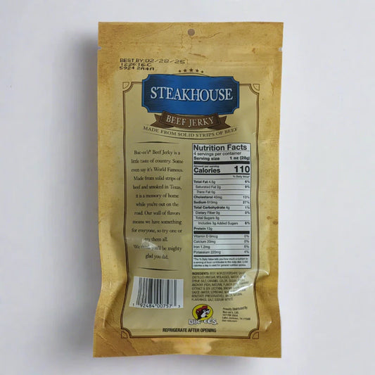 Buc-ee's Steakhouse Beef Jerky, 4 oz