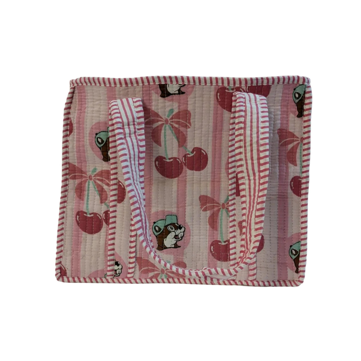Buc-ee's cherry quilted tote bag