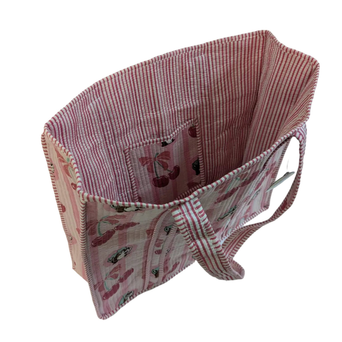 Buc-ee's cherry quilted tote bag