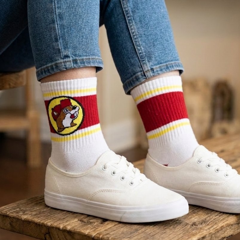 Buc-ee's classic athletic crew sport socks