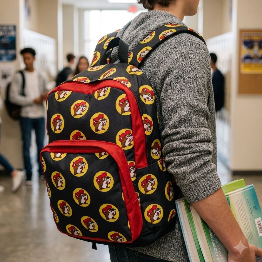 Buc-ee's logos black backpack