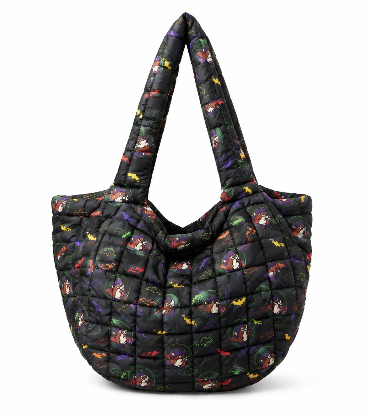Buc-ee's neon bat puff tote bag