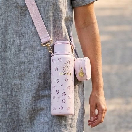 Buc-ee's pink floral hands free tumbler