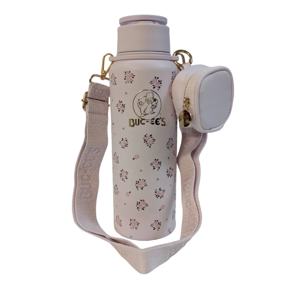 Buc-ee's pink floral hands free tumbler