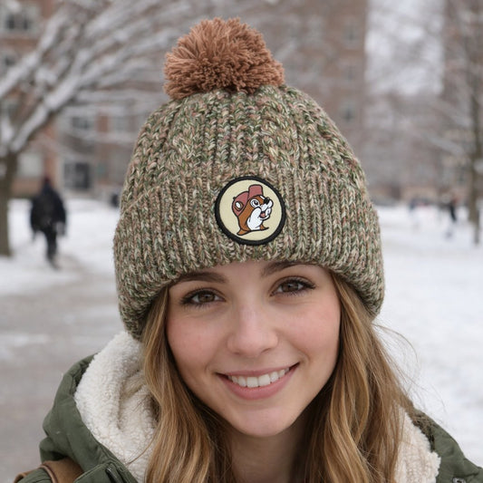 Buc-ee's pom beanie multi w patch