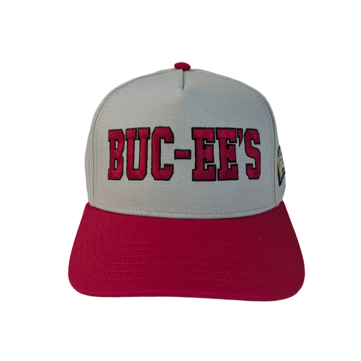 Buc-ee's gray hat with red embroidered logo