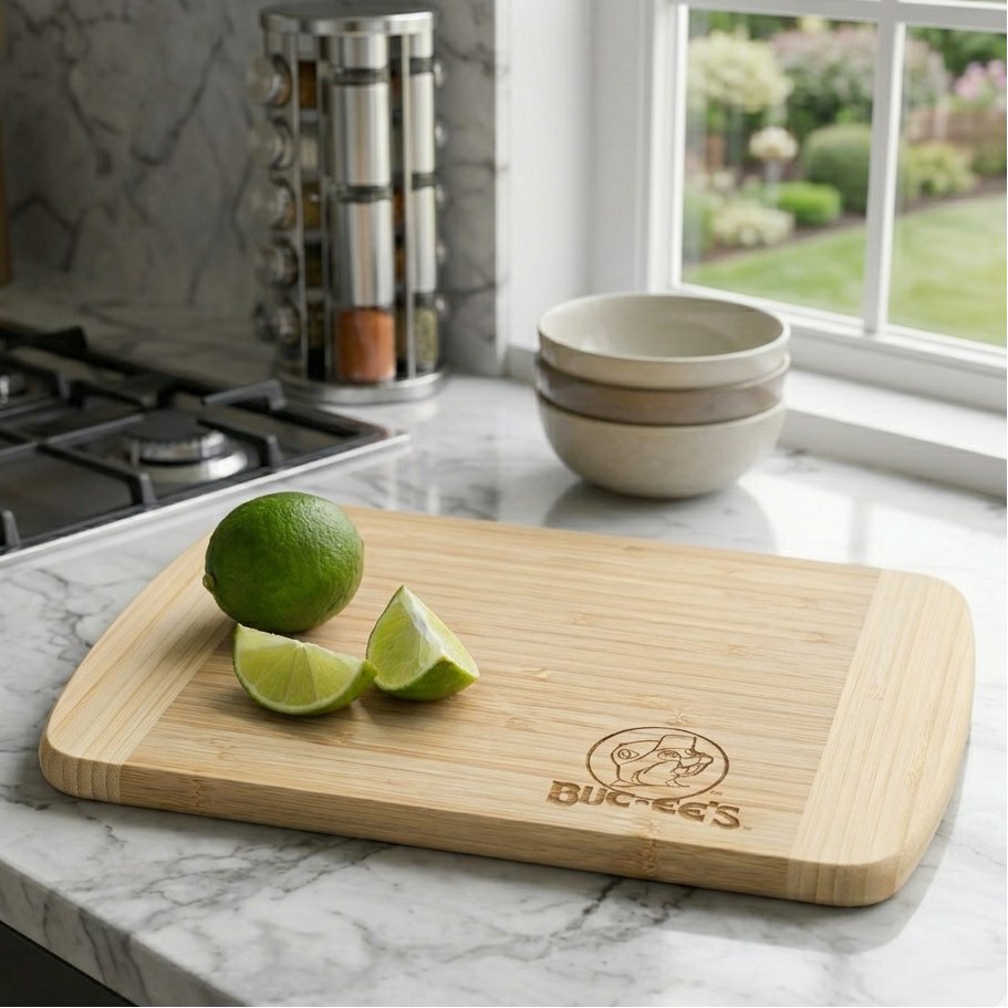Buc-ee's hana cutting board with Buc-ee's logo