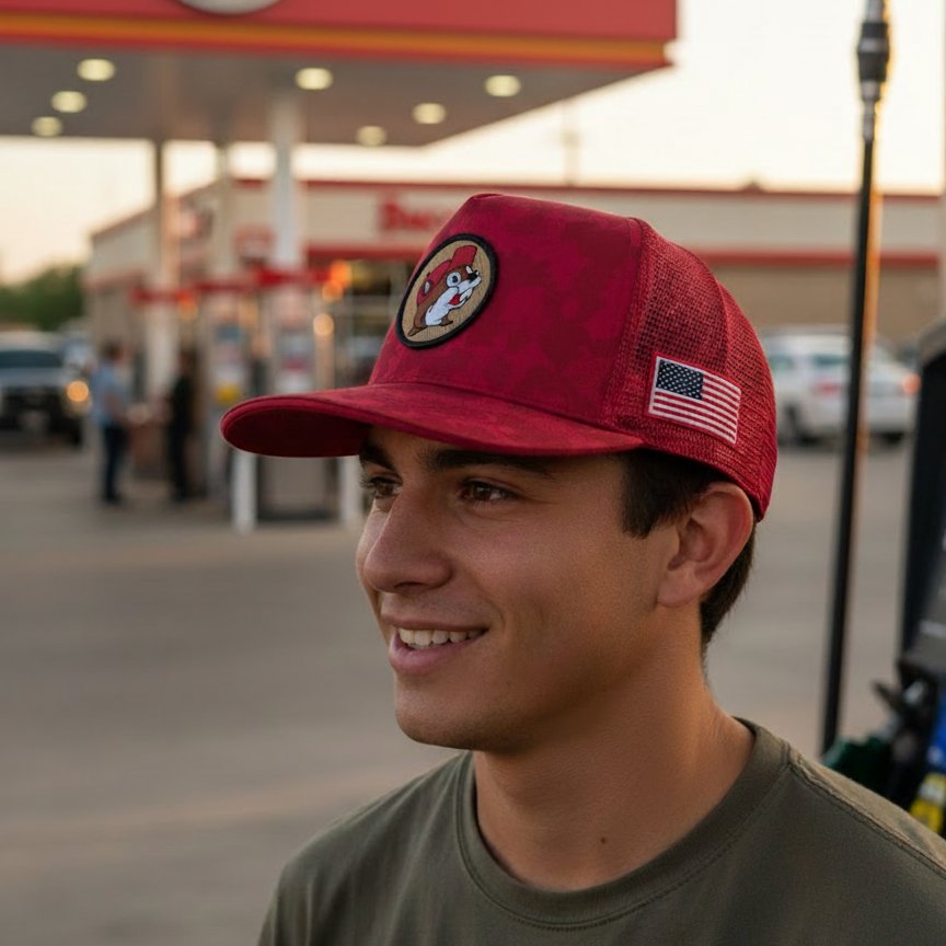 Buc-ee's red camo trucker hat