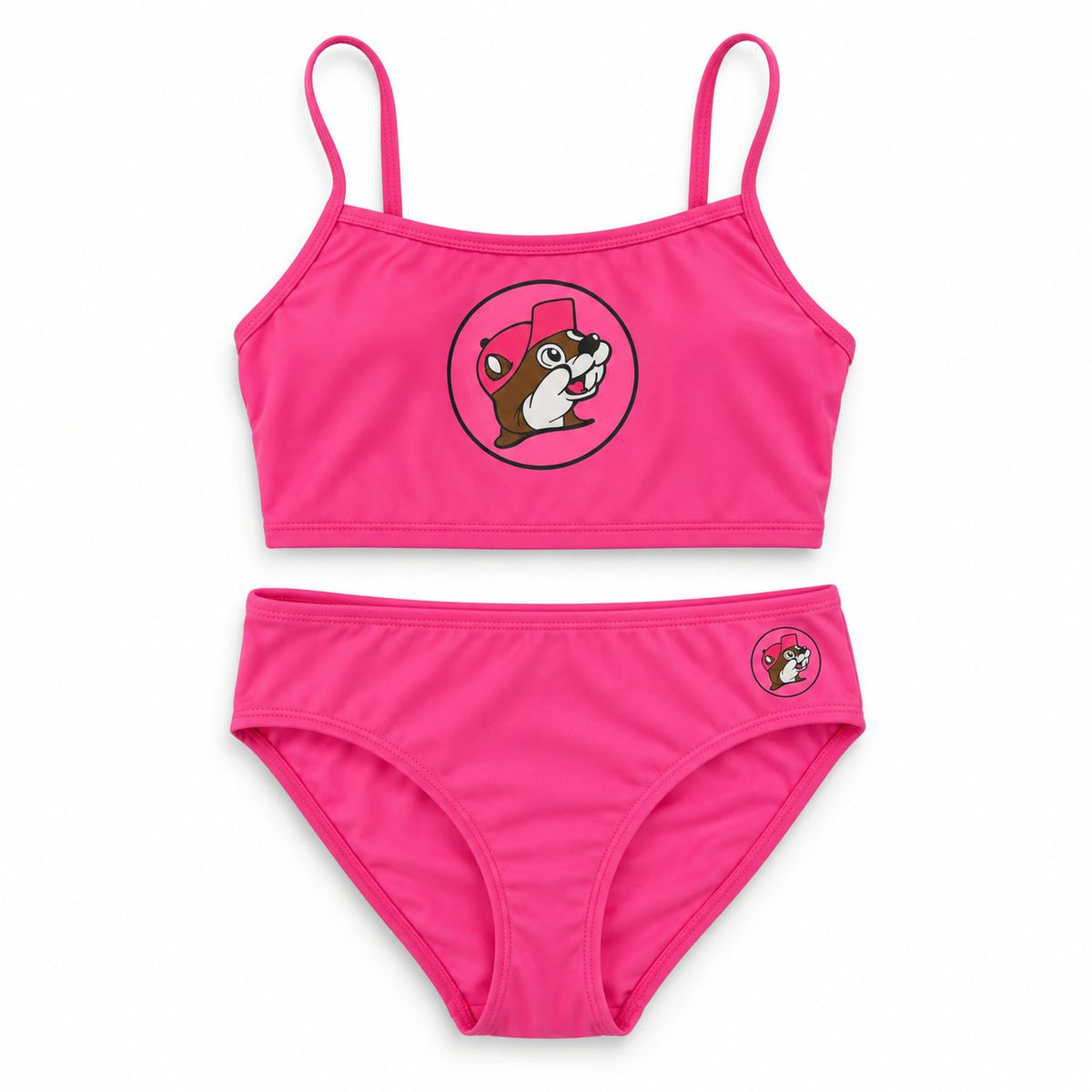 Buc-ee's womens pink logo swim set