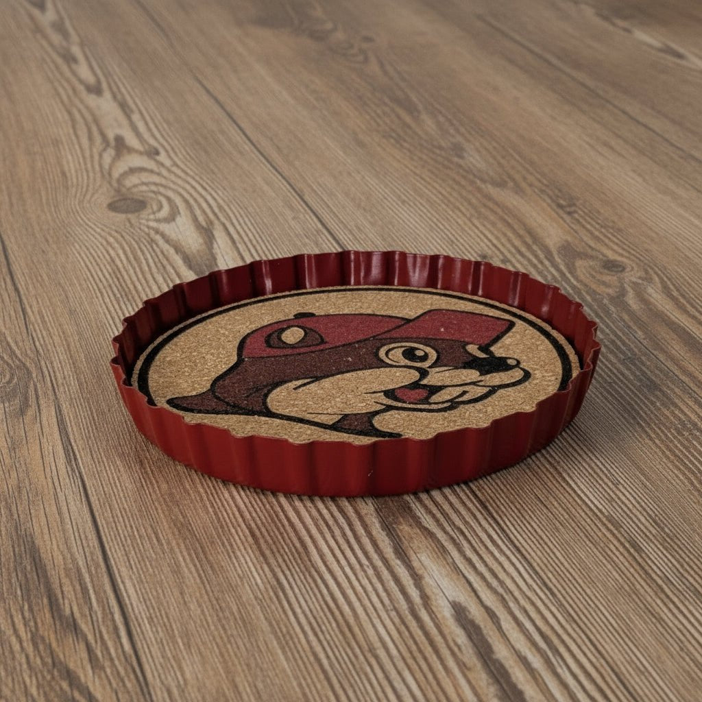 Buc-ee's beaver metal bottle cap coaster