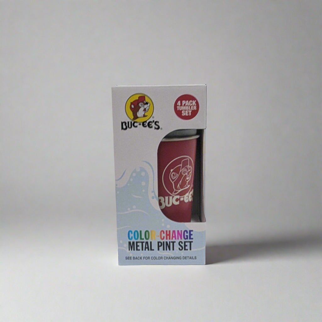 Buc-ee's color change metal pint set