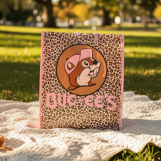 Buc-ee's pink leopard tote