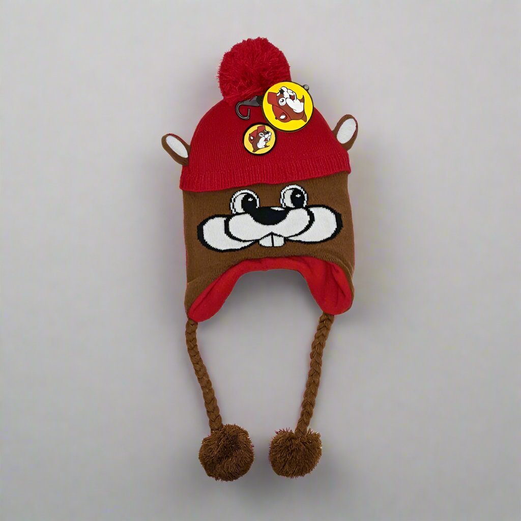 Buc-ee's beaver face earflap beanie