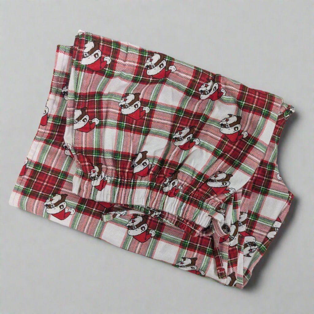 Buc-ee's holiday plaid pajama pants santa beaver design
