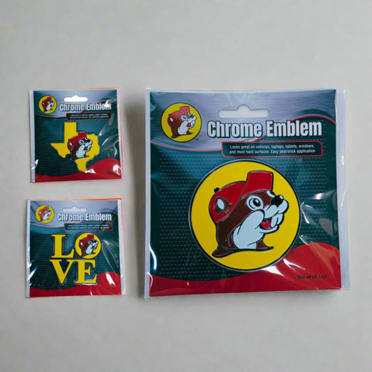 Buc-ee's chrome emblem