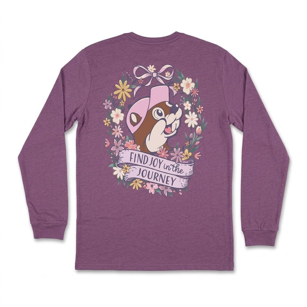 Buc-ee's "Find Joy" Long Sleeve Purple Shirt