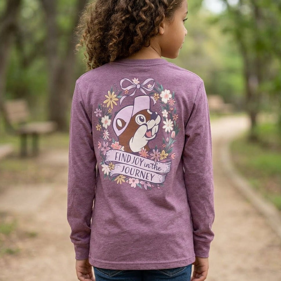 Buc-ee's "Find Joy" Long Sleeve Purple Shirt