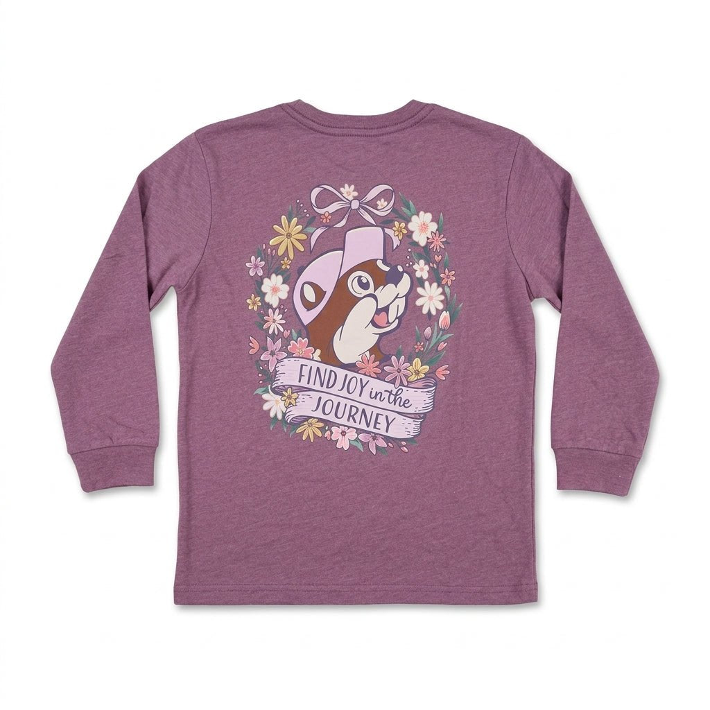 Buc-ee's "Find Joy" Long Sleeve Purple Shirt