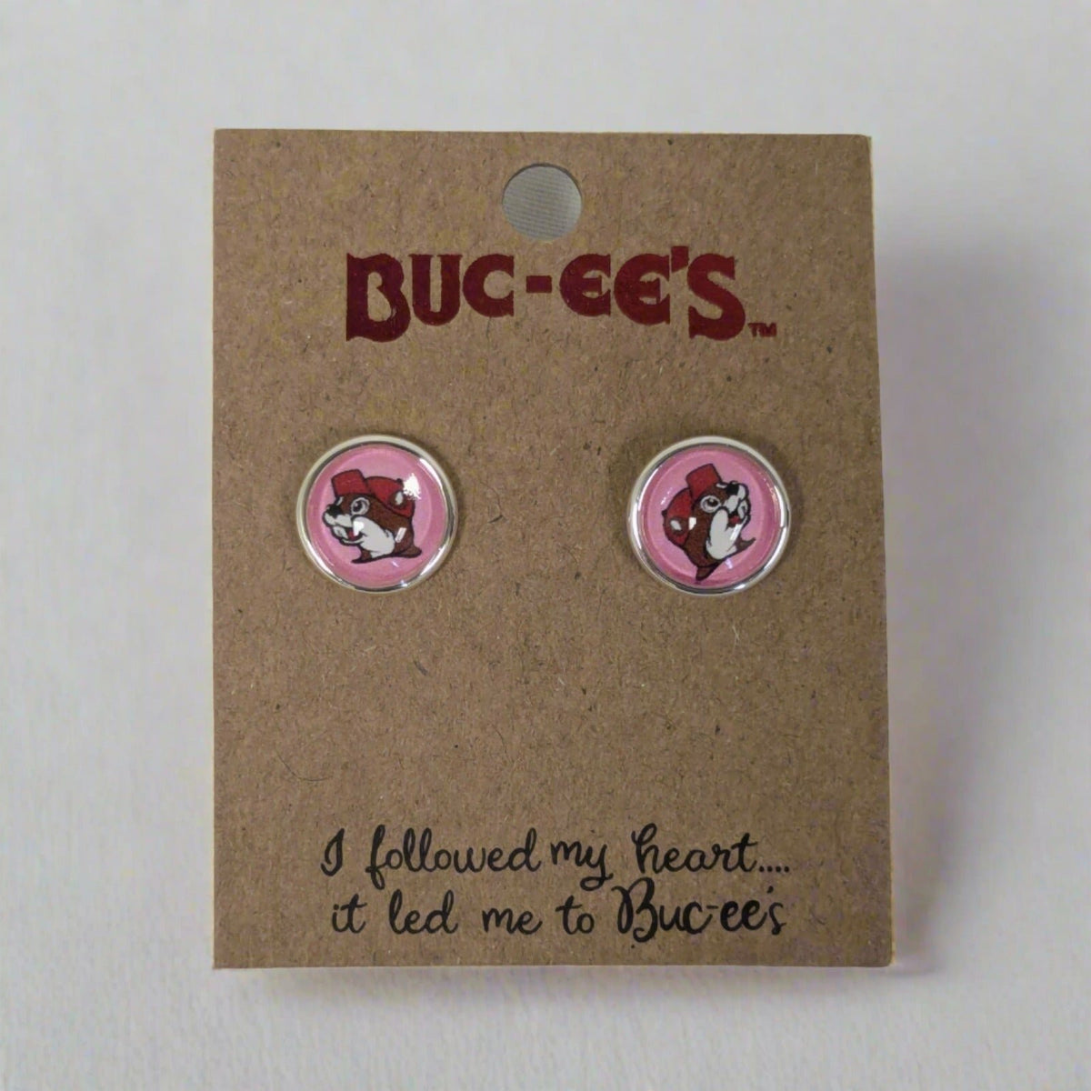 Buc-ee's bubble post pink earrings