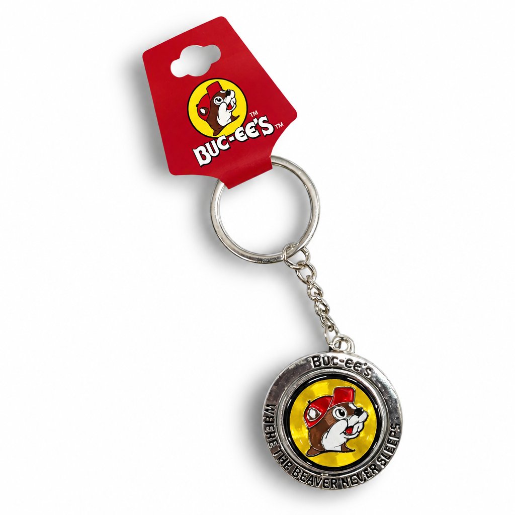 Buc-ee's round spinner key ring