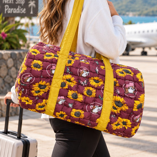 Buc-ee's sunflower puffy duffel bag