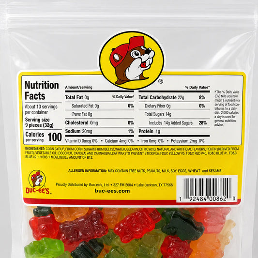 Buc-ee's 12 Flavor Gummi Bears, 12 oz