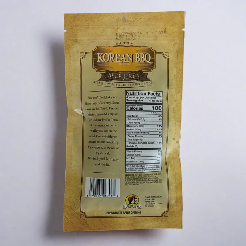 Buc-ee's Korean BBQ Beef Jerky, 4 oz