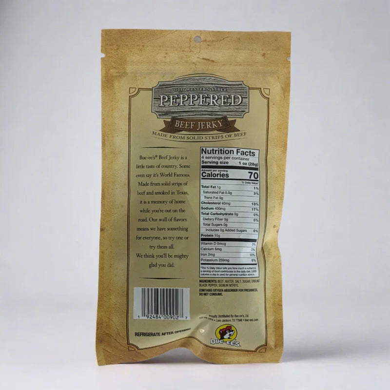 Buc-ee's Old-Western Style Peppered Beef Jerky, 4 oz